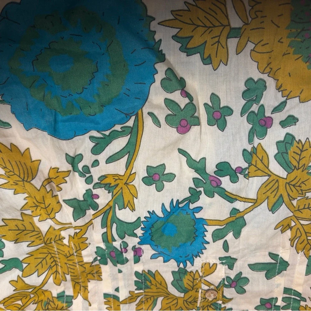 NWT- Savannah Cotton Sleeveless Top - Ochre Leafy Floral - Picture 12 of 13